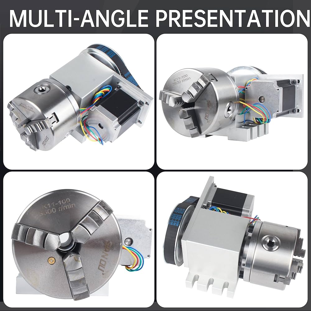 あちゃも　906023 仕切りタイプ Amazon | CNCルーター 第4軸 3爪チャック 100mm Nema23