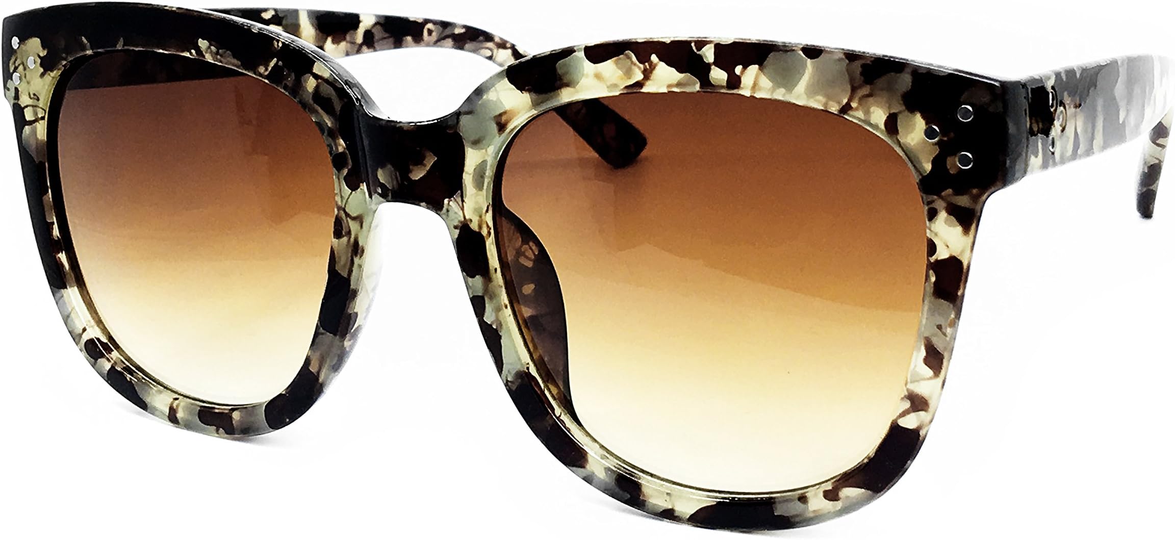 7222 Premium Oversize XXL Women Men Mirror Havana Tilda Shadow Style Fashion Sunglasses (AMBER GREY, SOFT HAVANA)