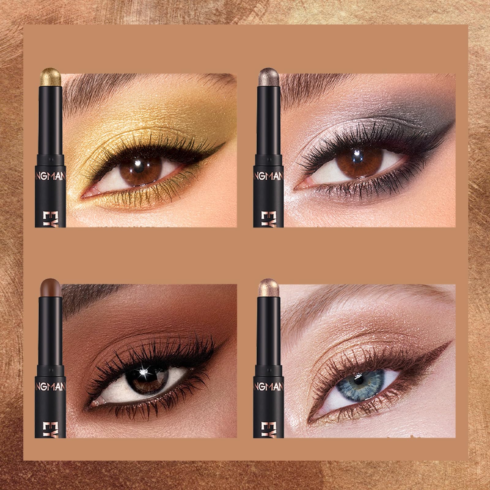 8PCS Waterproof Cream Eye Stick Set - Shimmer Shadow Pencil with Pearly Sparkle Glitter Finish - Liner Makeup Pen for Women - Image 4