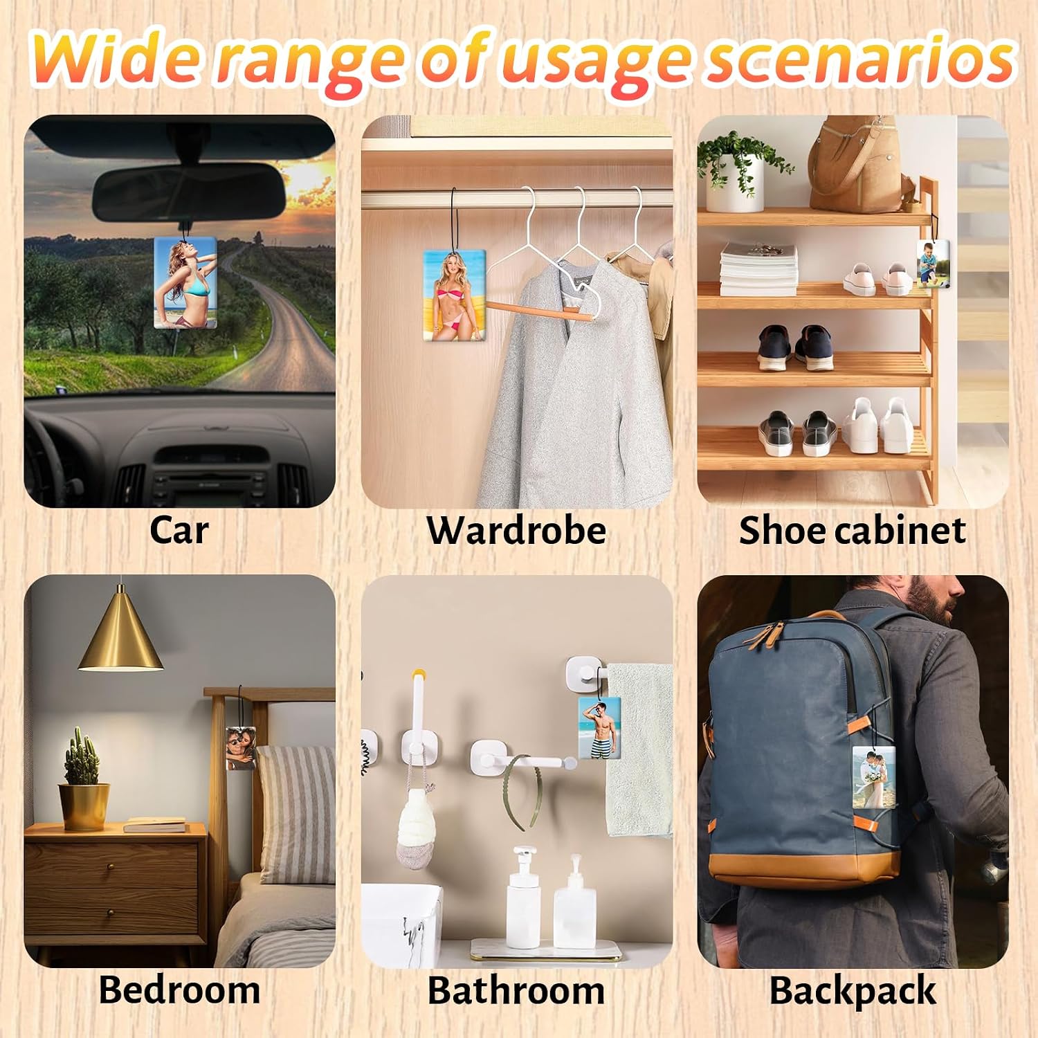 Custom Air Fresheners with Picture- Double-Sided Personalized Air Freshener for Car,Multiple Scents Custom Photo Air Freshener For Wardrobes, Rooms, Hanging Ornaments (Rectangle 10)