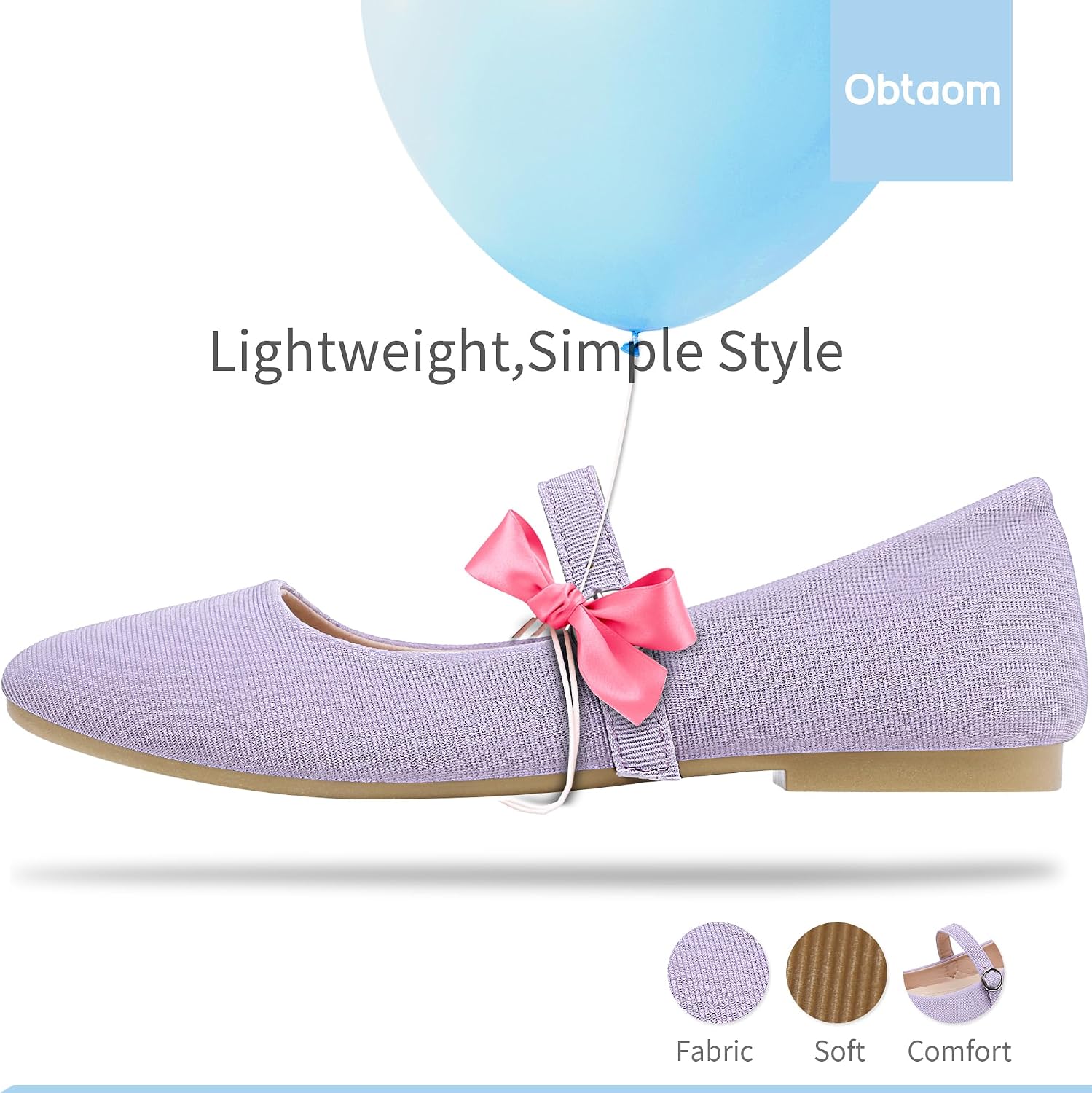Obtaom Mary Jane Flat Shoes Round Toe Ballet Flats for Women Dressy Fabric Business Flats Comfortable Classic Strap Flats for Office image 2