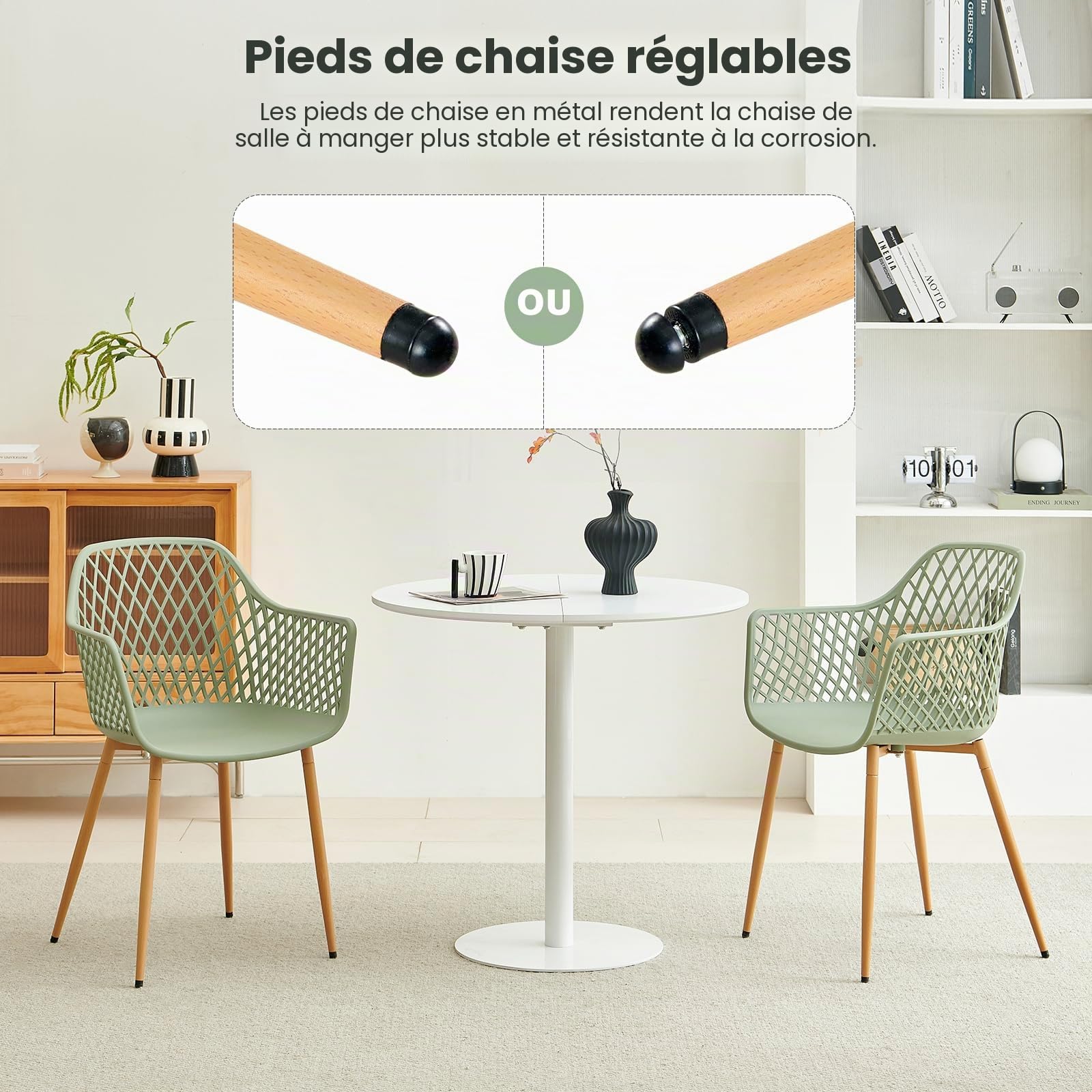 buybyroom Lot de 4 chaises de jardin avec accoudoirs, chaises d'extérieur, de terrasse, de balcon, de jardin, charge maximale : 120 kg