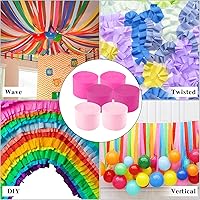 Vista 7 de Serpentinas de papel crepé – 6 rollos, 492 pies, paquete de 6 serpentinas de fiesta de color rosa claro y rosa intenso para decoraciones