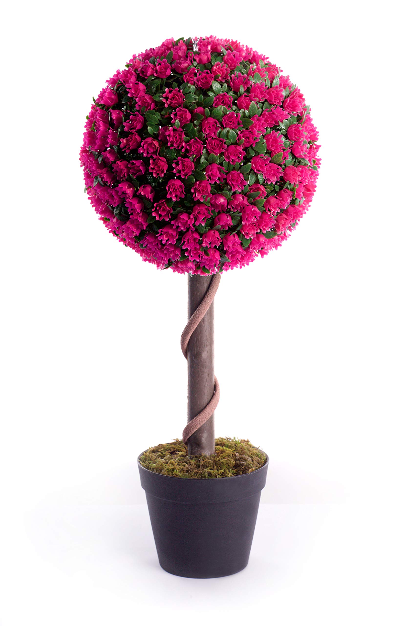 Best Artificial 2ft 60cm Rose Ball Tree Plant Garden Office Conservatory Tropical Indoor Outdoor (Pink)