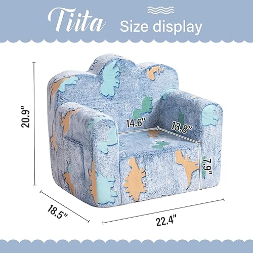 Miniatura 3 de Tiita Silla infantil de felpa para niños, sofá de felpa que brilla en la oscuridad, sofá para niños pequeños con funda lavable, asa de transporte,