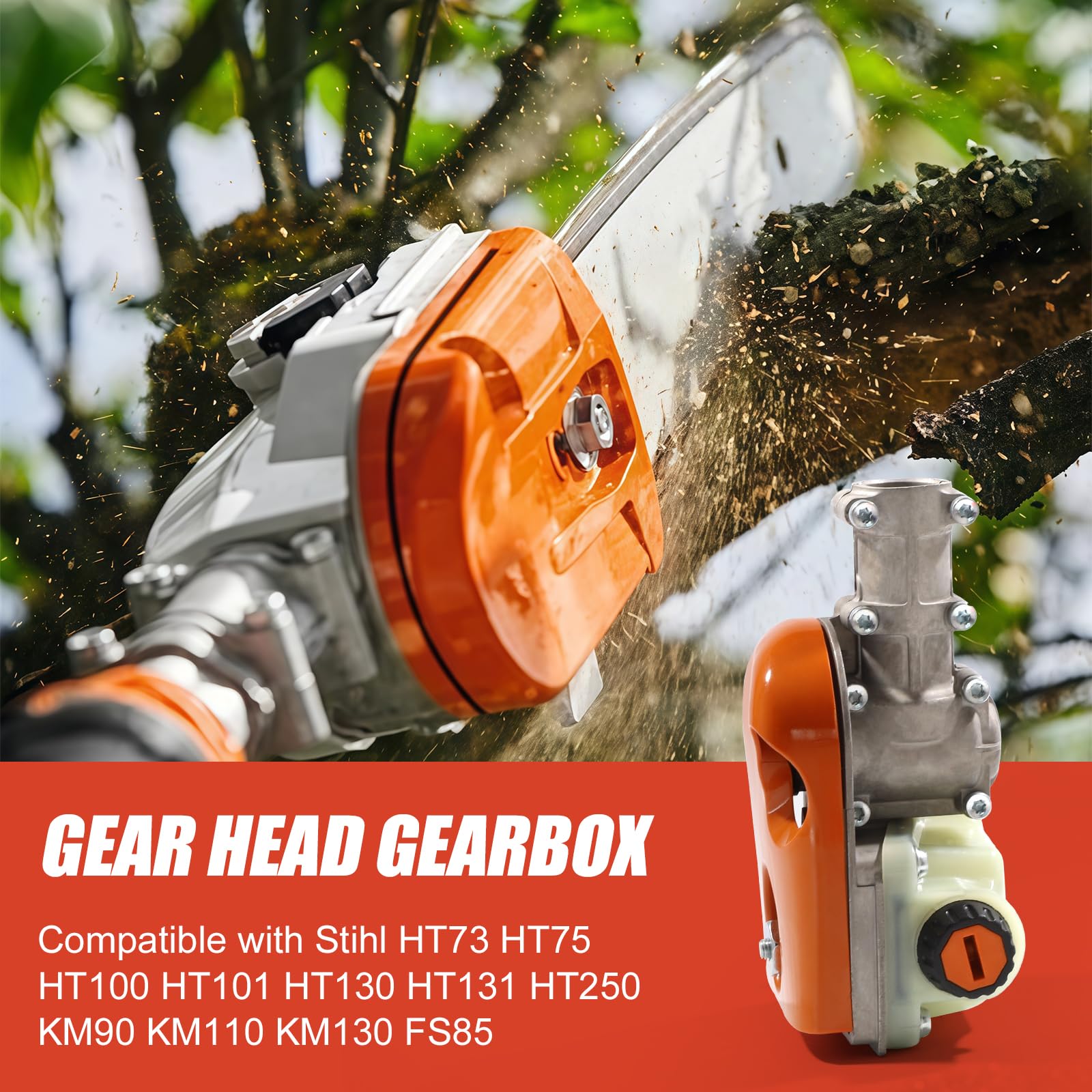 Caja de engranajes para sierra de poste compatible con Stihl HT 75 101 130 131 250 HT73 HT100 KM90 KM110 KM130 WT Piñón de sierra de podadora 3/8-6T cortador de árbol sustituye a 4182 200 0070