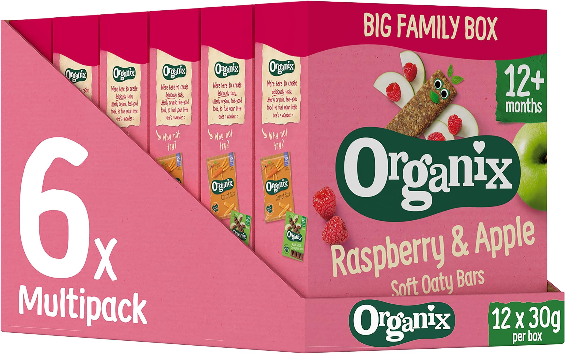 Goodies Raspberry & Apple Soft Oaty Bars Big Family Box 12 x 30 g (Pack of 6, Total 72 bars)