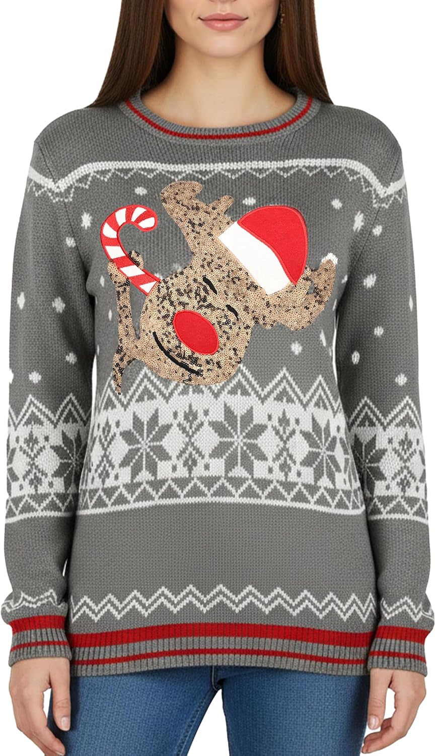 Maxure Christmas Sweaters for Women, Pullover Knitted Funny Sweater Women's Winter Festive Christmas Outfits Top Shirt