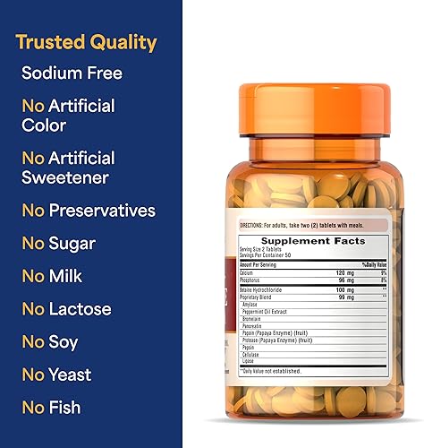 Miniatura 5 de Puritans Pride - Tabletas de enzimas múltiples ayuda digestiva para proteínas grasas y carbohidratos 100 unidades