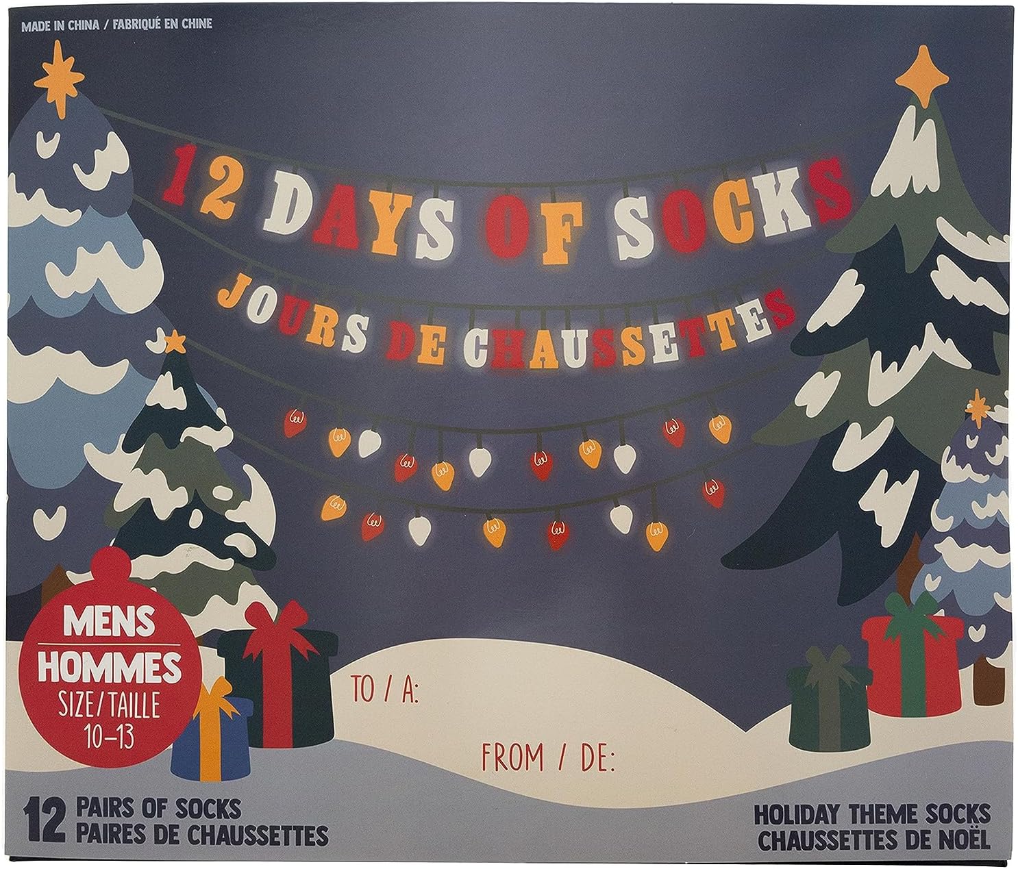 Gertex Men's 12 Days of Socks Holiday Christmas Advent Calendar Gift Box