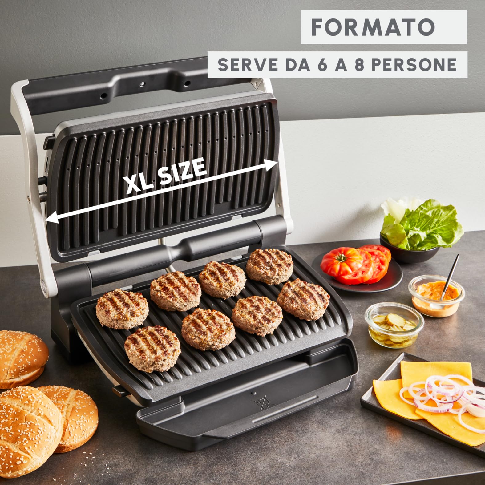 Moulinex Optigrill+ XL, Griglia Elettrica da Interno Ideale per Cucinare Carne, Pesce e Verdure, Indicatore di Cottura, 9 Programmi Automatici, Piastre Antiaderenti Facile da Pulire, GI7278