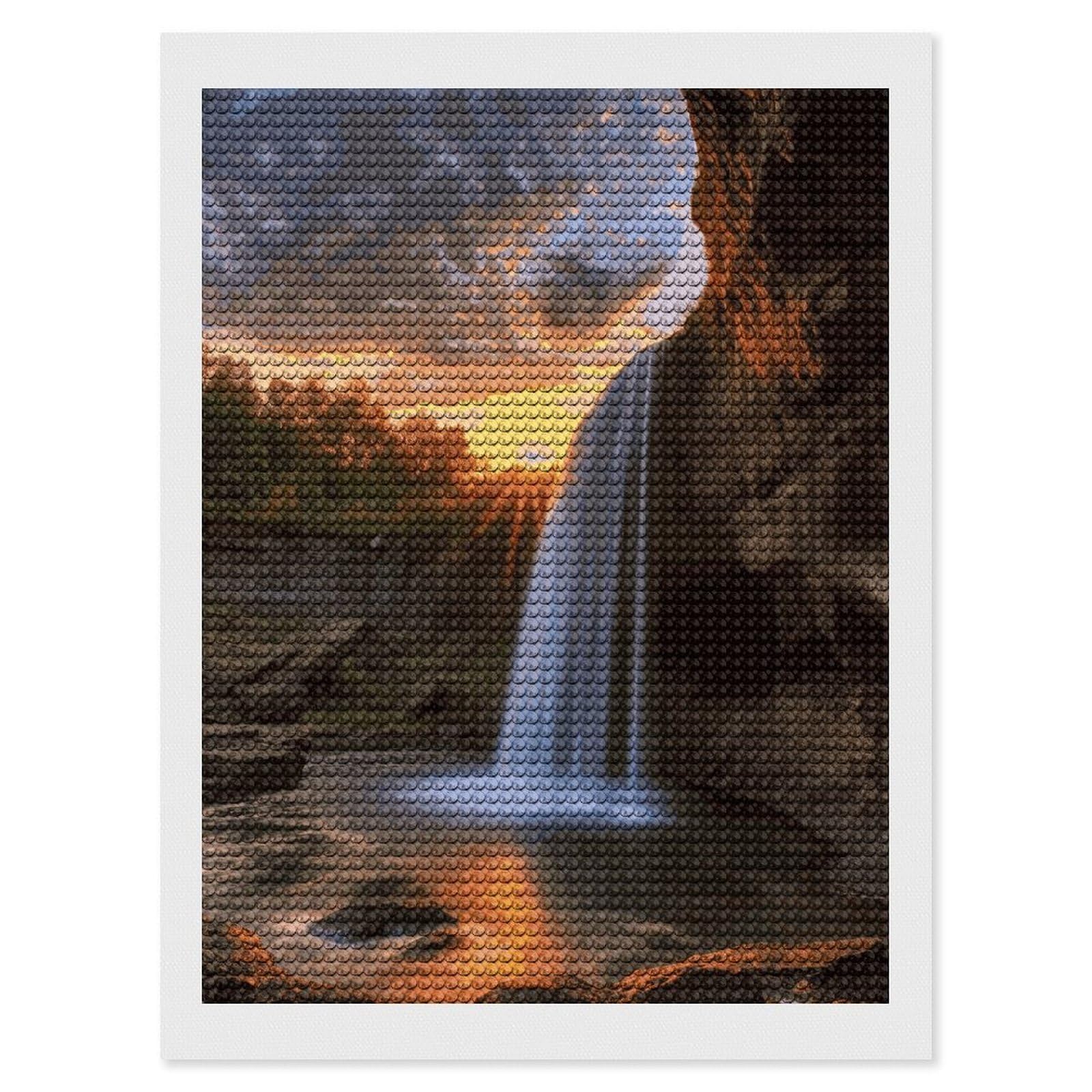 FekiLoot Waterfall at Sunset Diamond Art Kits for Adults Diamond Painting Kits for Beginners DIY Diamond Art Kits Round Full Drill Diamond Dot Gem Painting for Home Wall Decor Gift 12"x16"