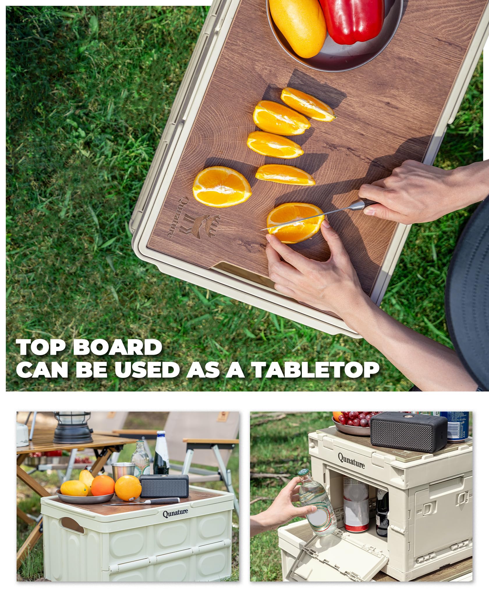 Caja de Almacenamiento Plegable con Tapa Cajas de Camping Almacenaje Organizadoras Accesorios de Camping al Aire Libre para Acampar, Jardín, Viajar, Familia 26L/30L/ 55L/ 60L