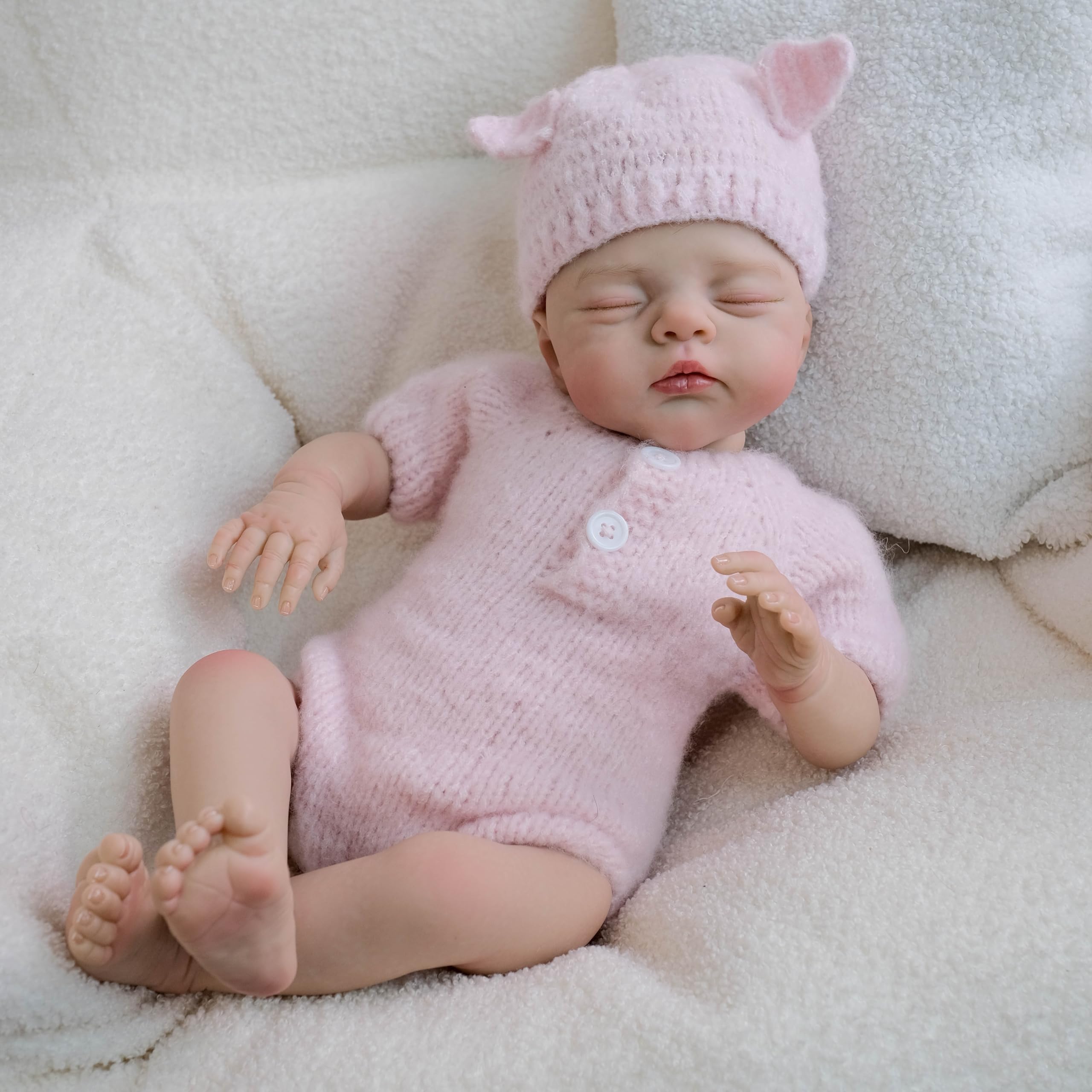 Realistyczne lalki Reborn Baby Dolls miękkie winylowe realistyczne lalki noworodka, tkanina, ciało, różowy kombinezon, który wygląda jak śpiące dziecko, ważona lalka Reborn, zabawka, prezent