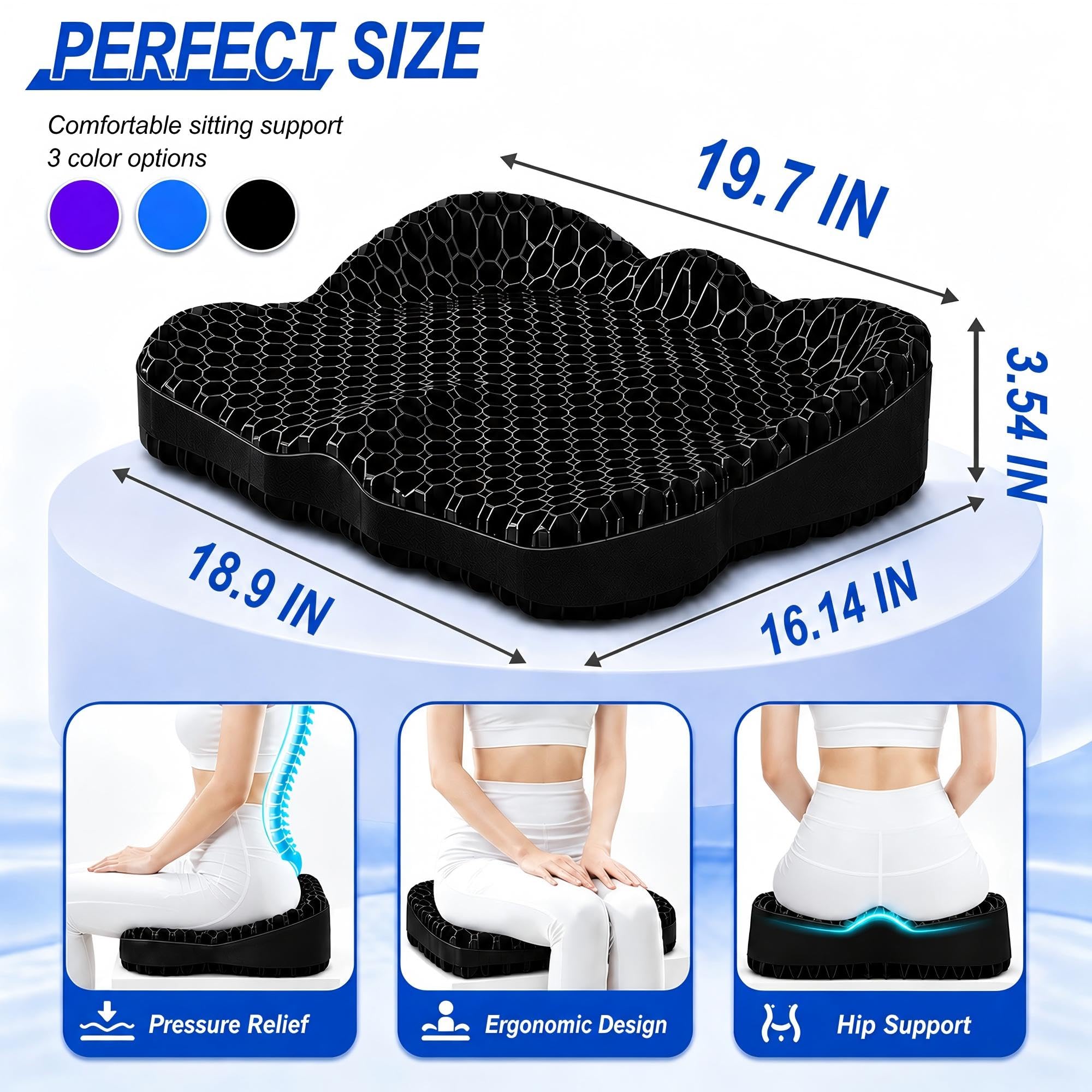 Cuscino da seduta in gel, per sedersi a lungo, per alleviare il dolore alla schiena, sciatica, coccige, sedia da ufficio, sedia a rotelle, auto (a forma di farfalla)