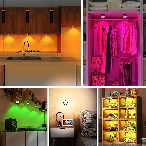 Miniatura 7 de Petorobot Luces de disco, luces LED de disco de 16 colores con control remoto, luces recargables por USB para debajo del gabinete, inalámbricas con