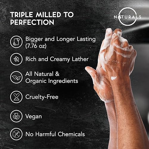 Miniatura 4 de O NATURALS Barra de jabón exfoliante de madera de cedro de 7.76 onzas (3 unidades) - Jabón de grano grueso para hombres - Jabón en barra de