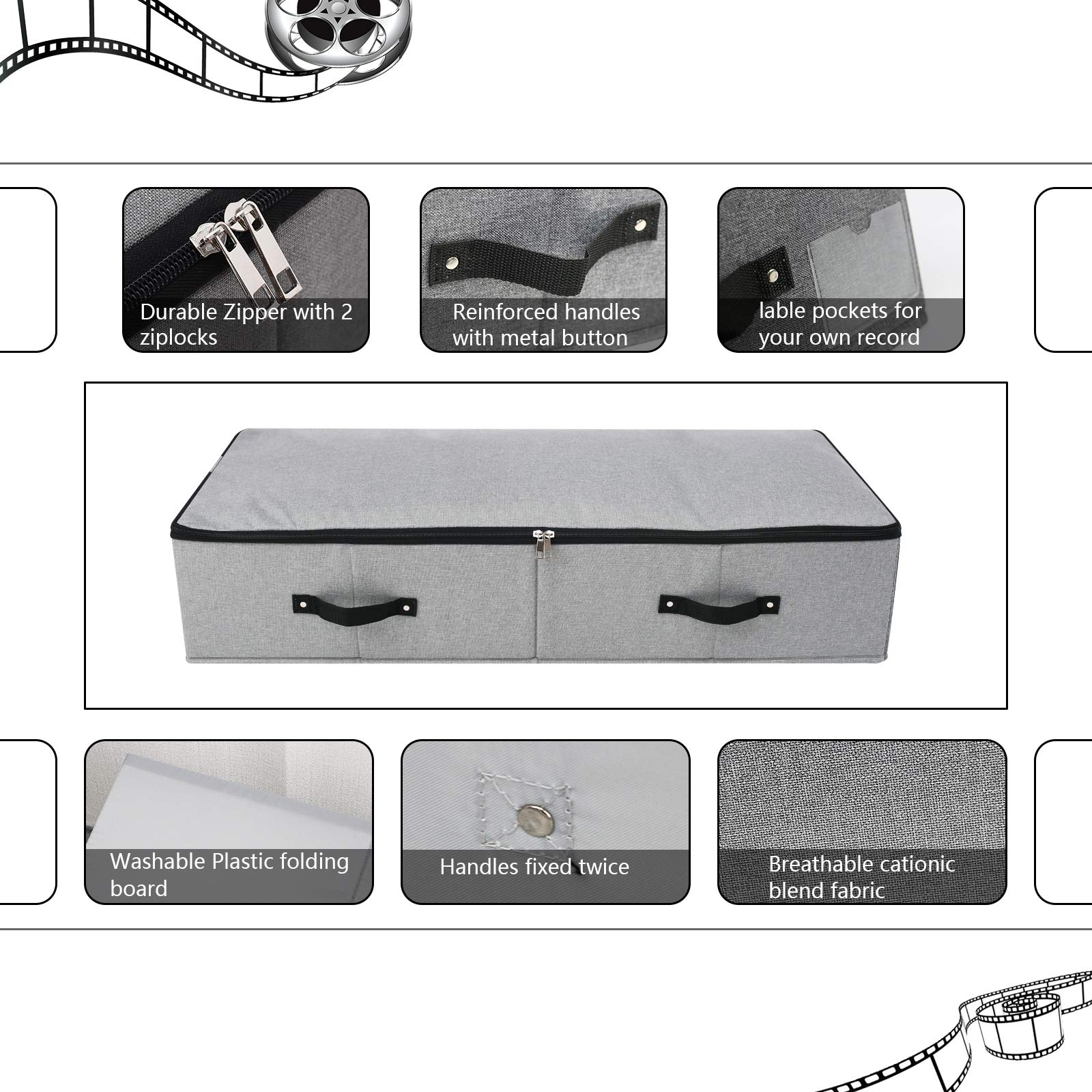 Opvouwbare opbergdoos voor onder het bed - plastic steunvoering