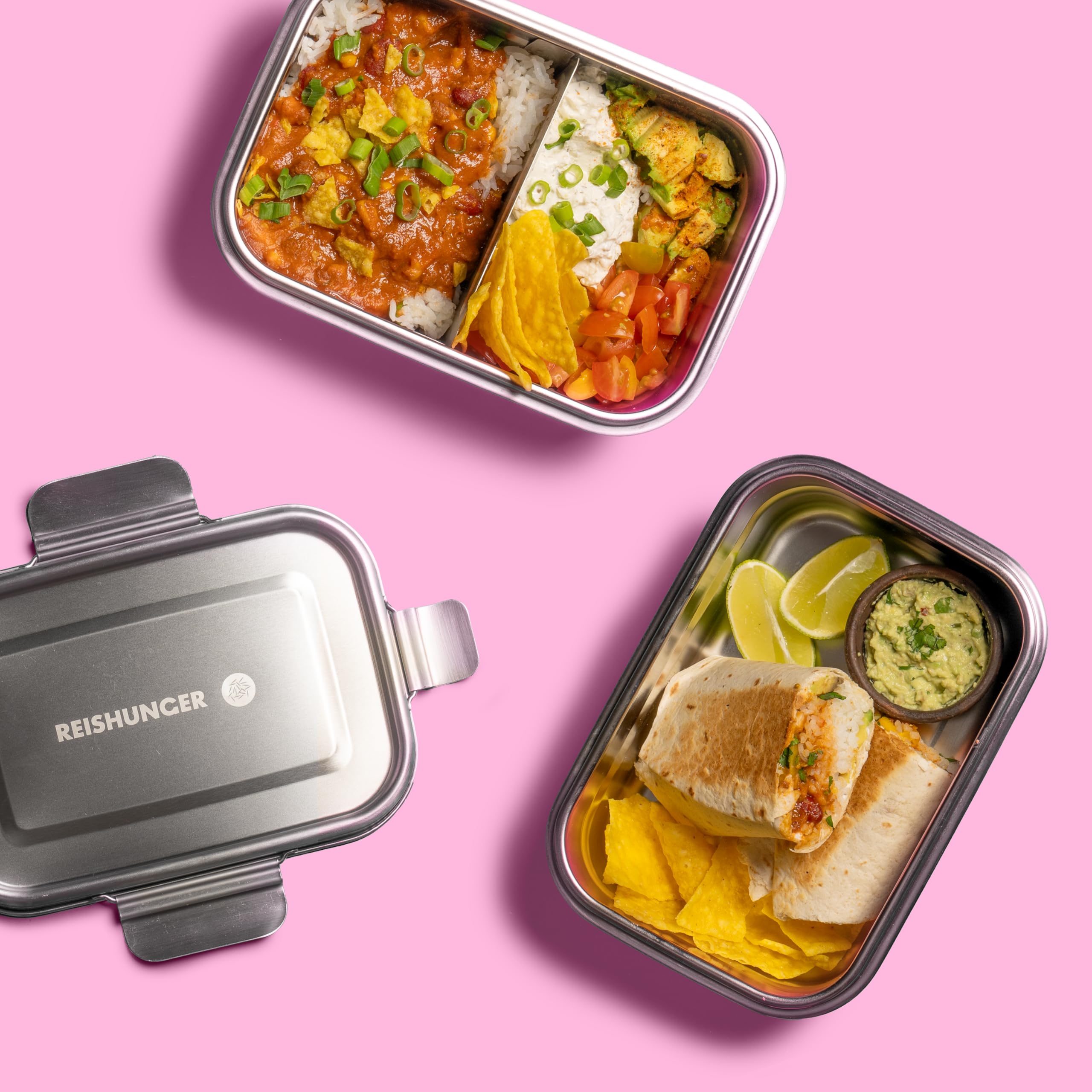 Reishunger Edelstahl-Lunchbox 1200 Ml – Auslaufsicher Mit Silikondichtung, Inkl. Trennwand, BPA-frei