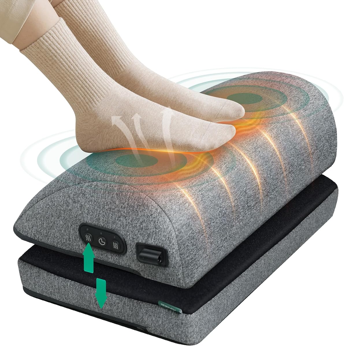 Heated Foot Rest Under Desk, Adjustable Height Foot Stool with Heat | FSA Eligible, 2026 Upgraded, 2 Heat Levels, 3 Vibration Modes, Foot Warmer for Office Chair, Gaming Home Desk Use