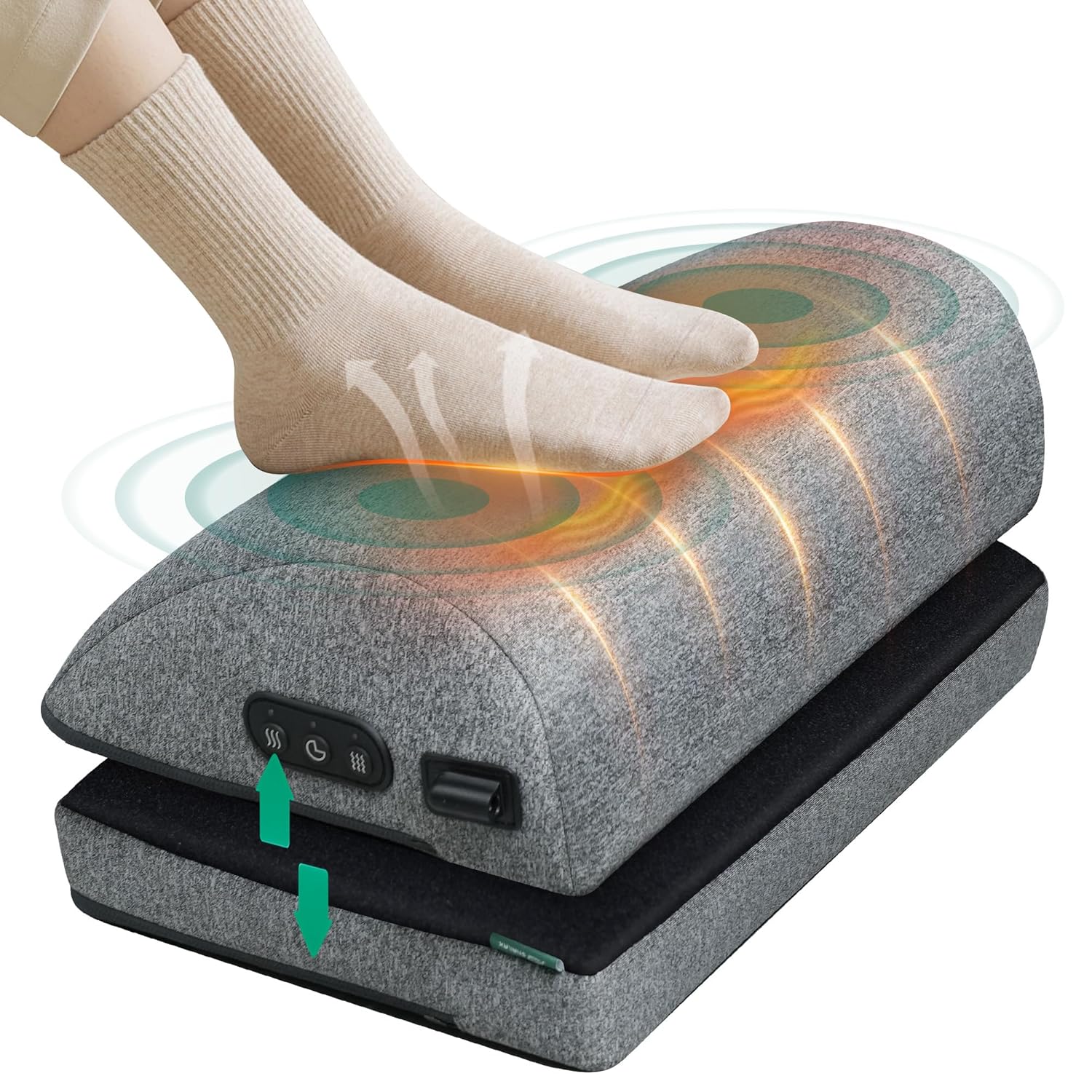 Snailax Heated Foot Rest Under Desk at Work Desk Foot Stool with Heat Vibration Massage Adjustable Height 2