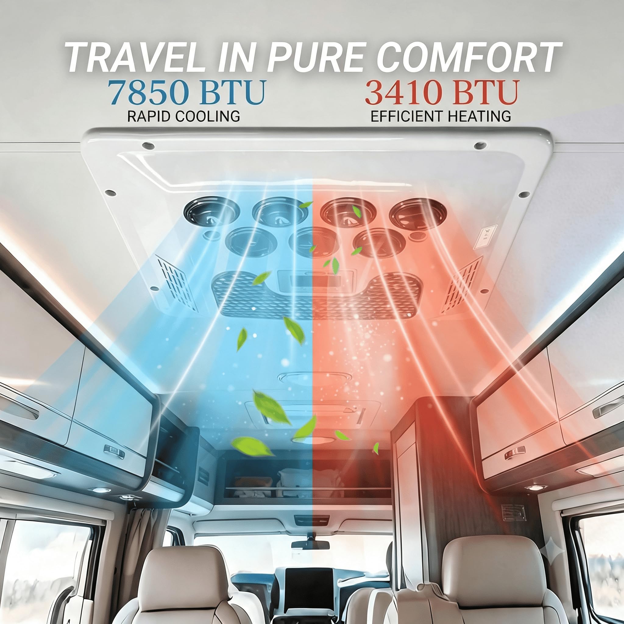 Climatizzatore per Camper da 7850BTU 12 Volt AC con Funzione Freddo/Caldo | Raffreddamento da 2300 W e riscaldamento da 1000 W, installazione non distruttiva, bassa rumorosità, per camper, camion