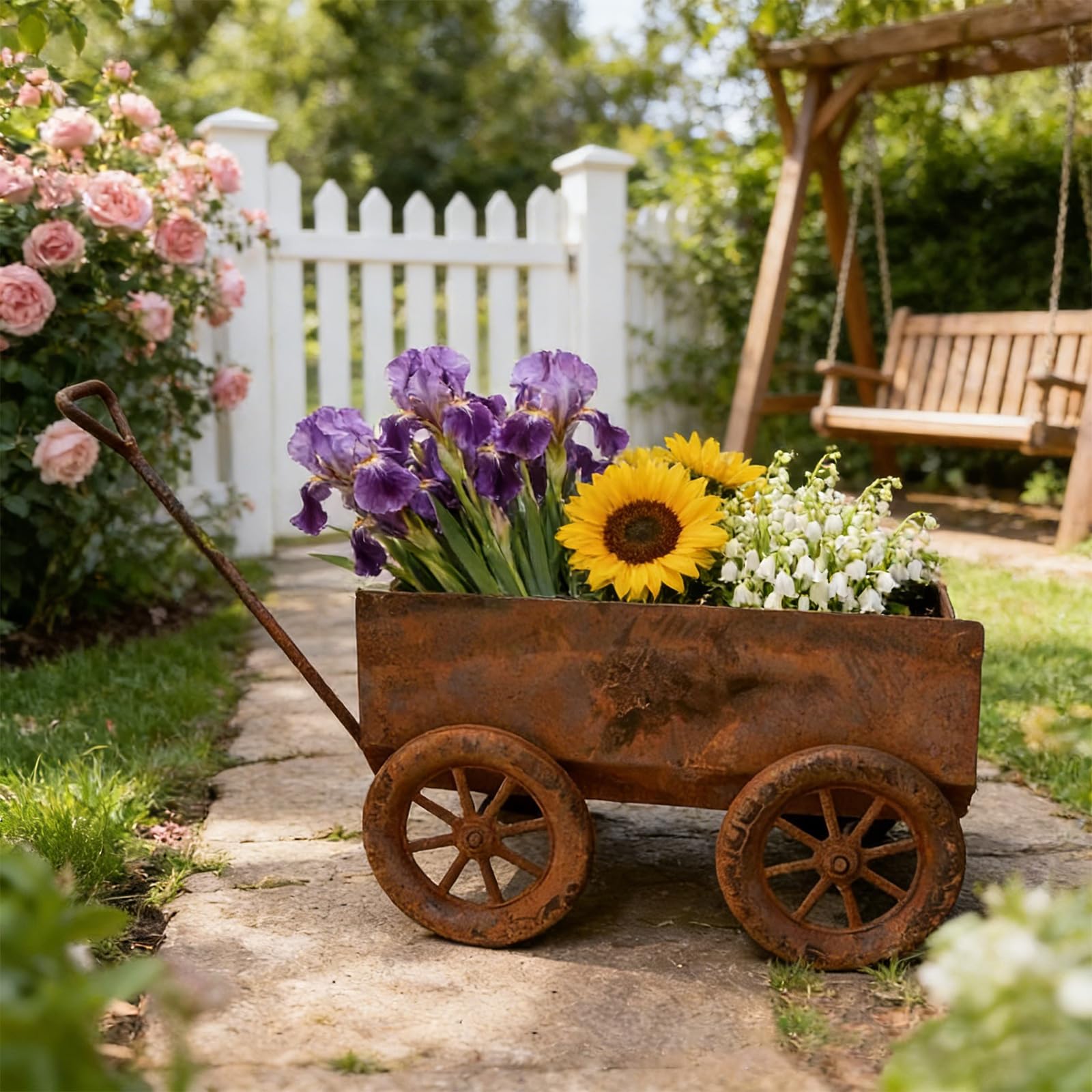 Support mobile pour plantes en pot dans le jardin ou l'intérieur - Conteneur de fleurs décoratif unique