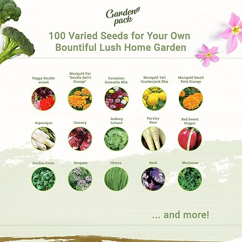 Miniatura 5 de Kit de caja de cultivo de hierbas, verduras y semillas 100 semillas de jardín mixtas, 20 semillas de vegetales y 12 semillas de hierbas, paquete