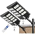 Gefolly 1000W Solar Street Light Outdoor, 100000LM Commercial Parking Lot Light Dusk to Dawn 6500K Solar Security Flood Light Solar Outdoor Light for Roard, Garden, Basketball Courts -2 Pack