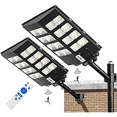 Gefolly 1000W Solar Street Light Outdoor, 100000LM Commercial Parking Lot Light Dusk to Dawn 6500K Solar Security Flood Light Solar Outdoor Light for Roard, Garden, Basketball Courts -2 Pack