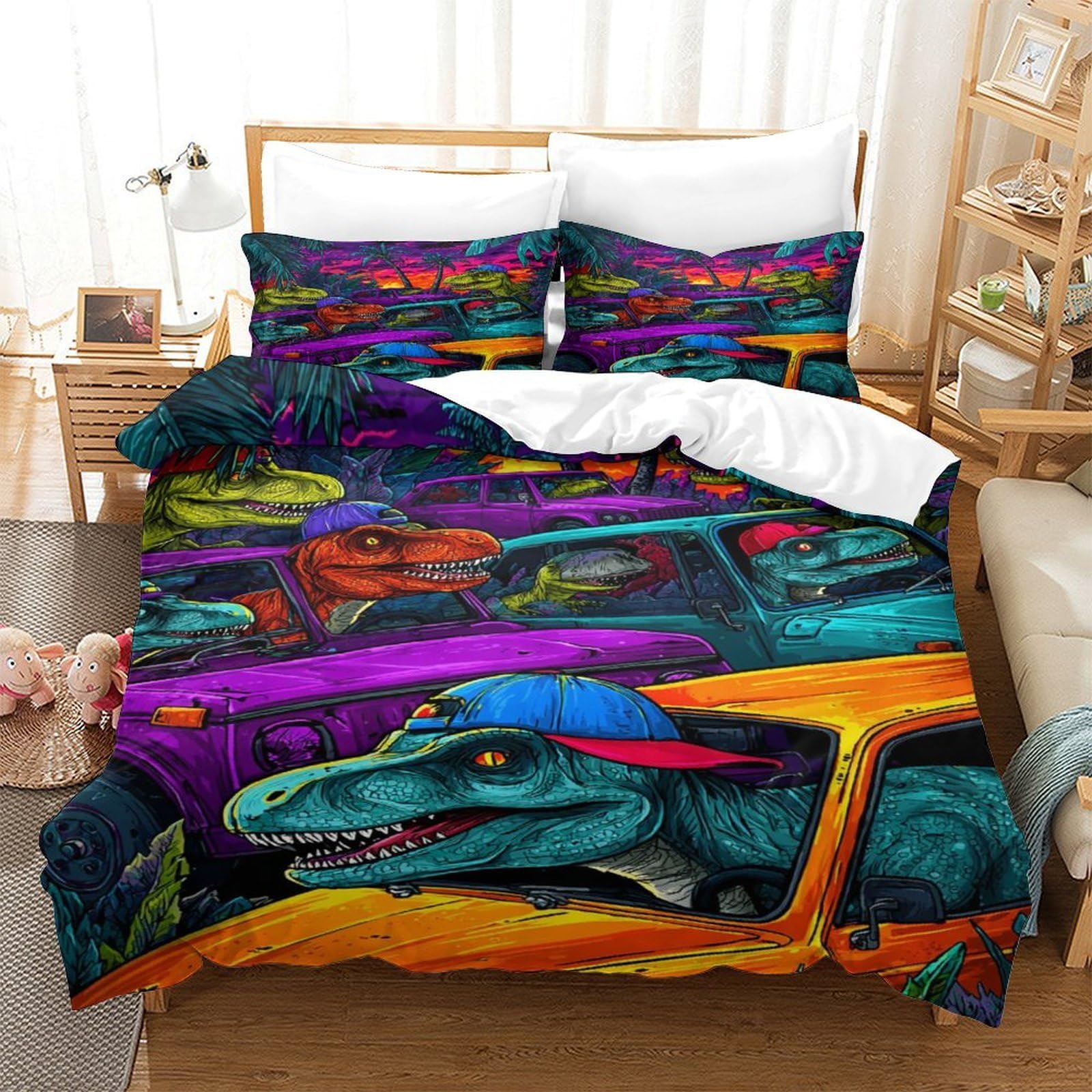Housse de couette dinosaure 3D en microfibre premium grand confort
