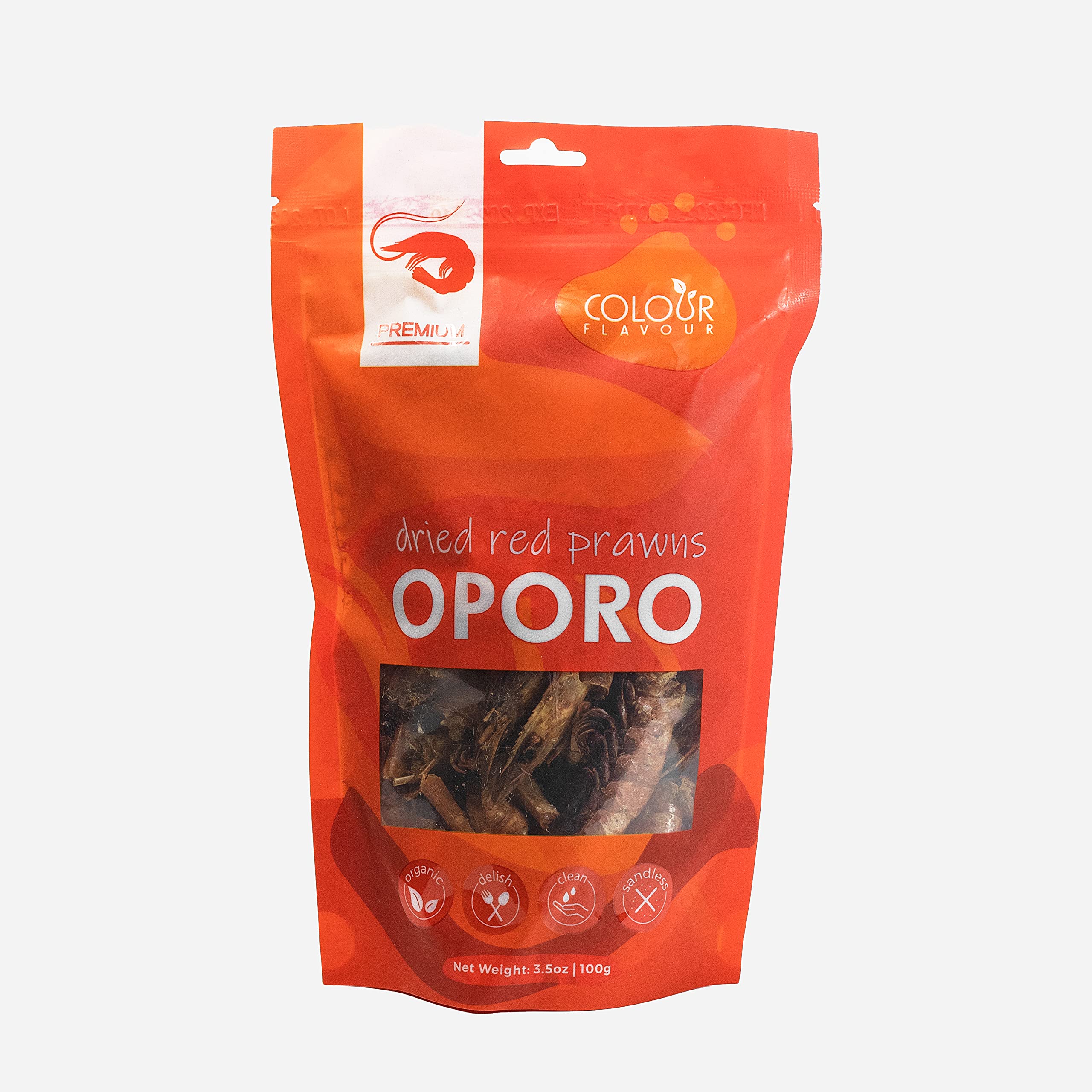 Colour Flavour Dried Red Shrimps (Oporo) 100g | Premium Nigerian Dried Seafood | Natural Smoked Red Prawns for Cooking & Seasoning | High-Protein, Rich Shrimp Flavor