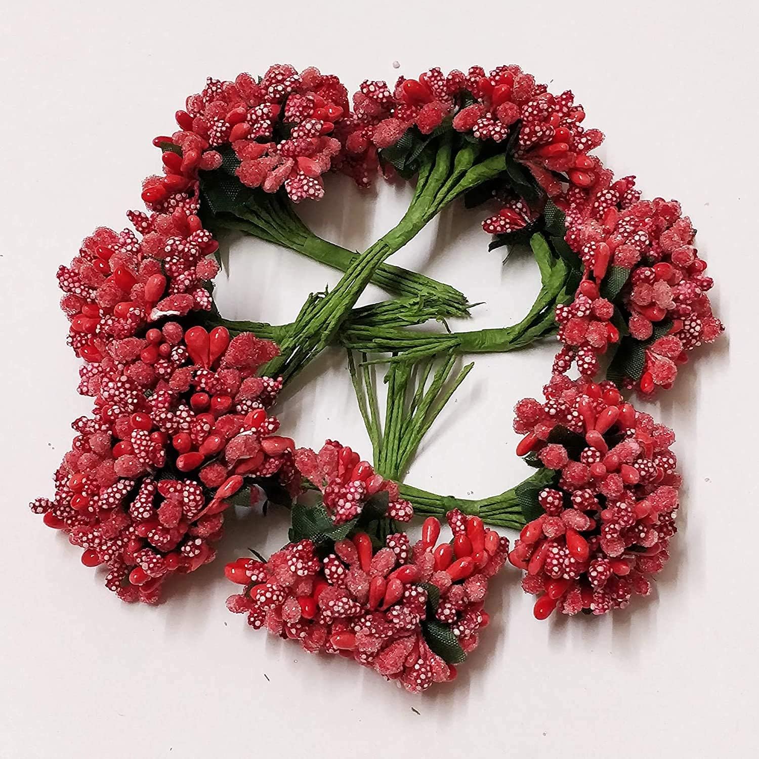 DeLush Designs 3 Mm Artificial Matte Flower Stamen for DIY Scrapbooking Pistil Cake Craft Wedding Home Decoration (Red, 72)
