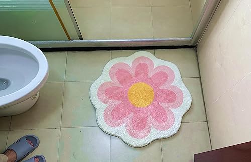 Miniatura 2 de Alfombra de baño en forma de flor, antideslizante, bonita, suave, fibra superfina, lavable a máquina, absorbente de agua, tapetes de baño para
