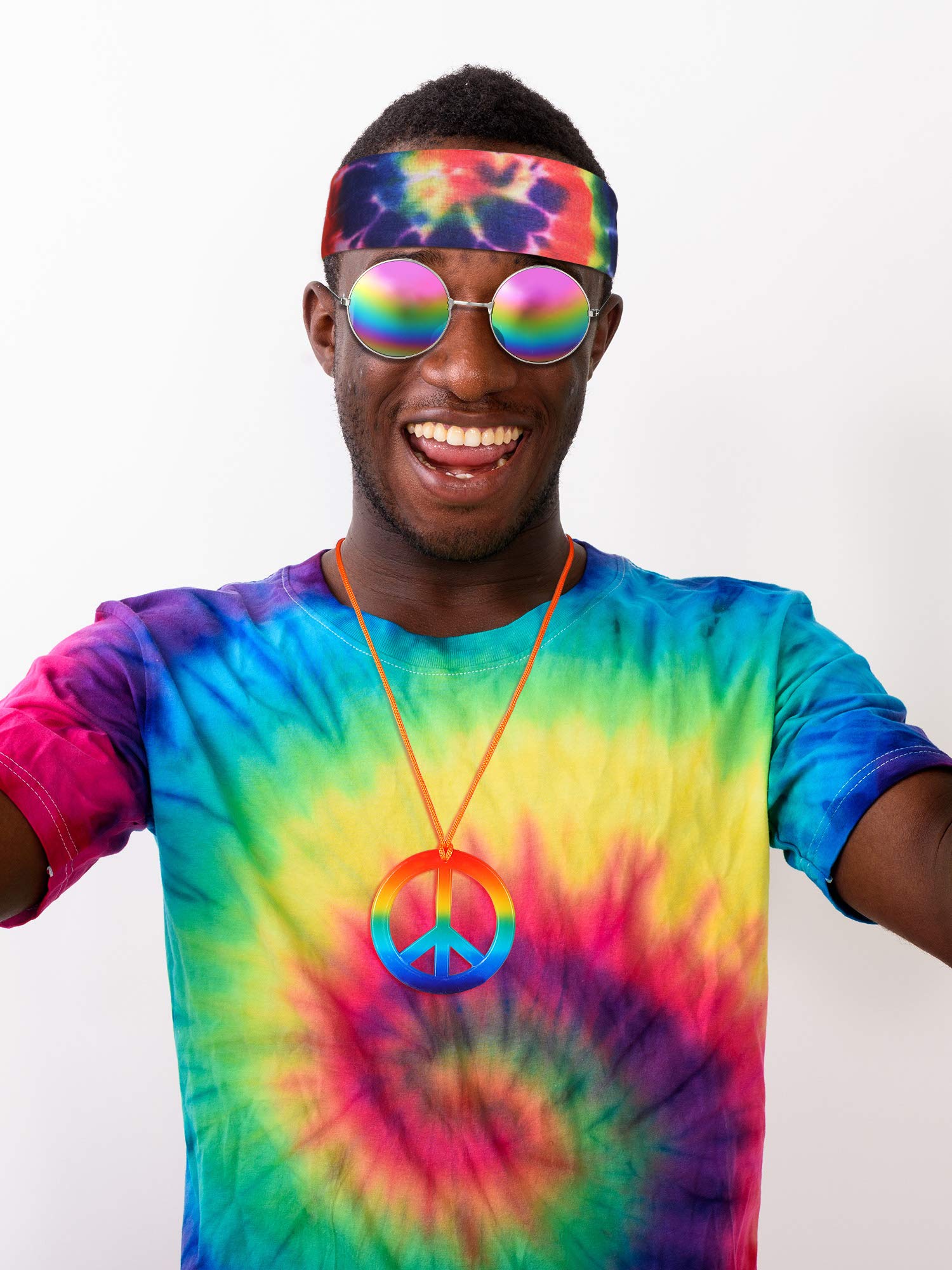 Friendahippie Costume Set Hippie Sunglasses Peace Sign Necklace