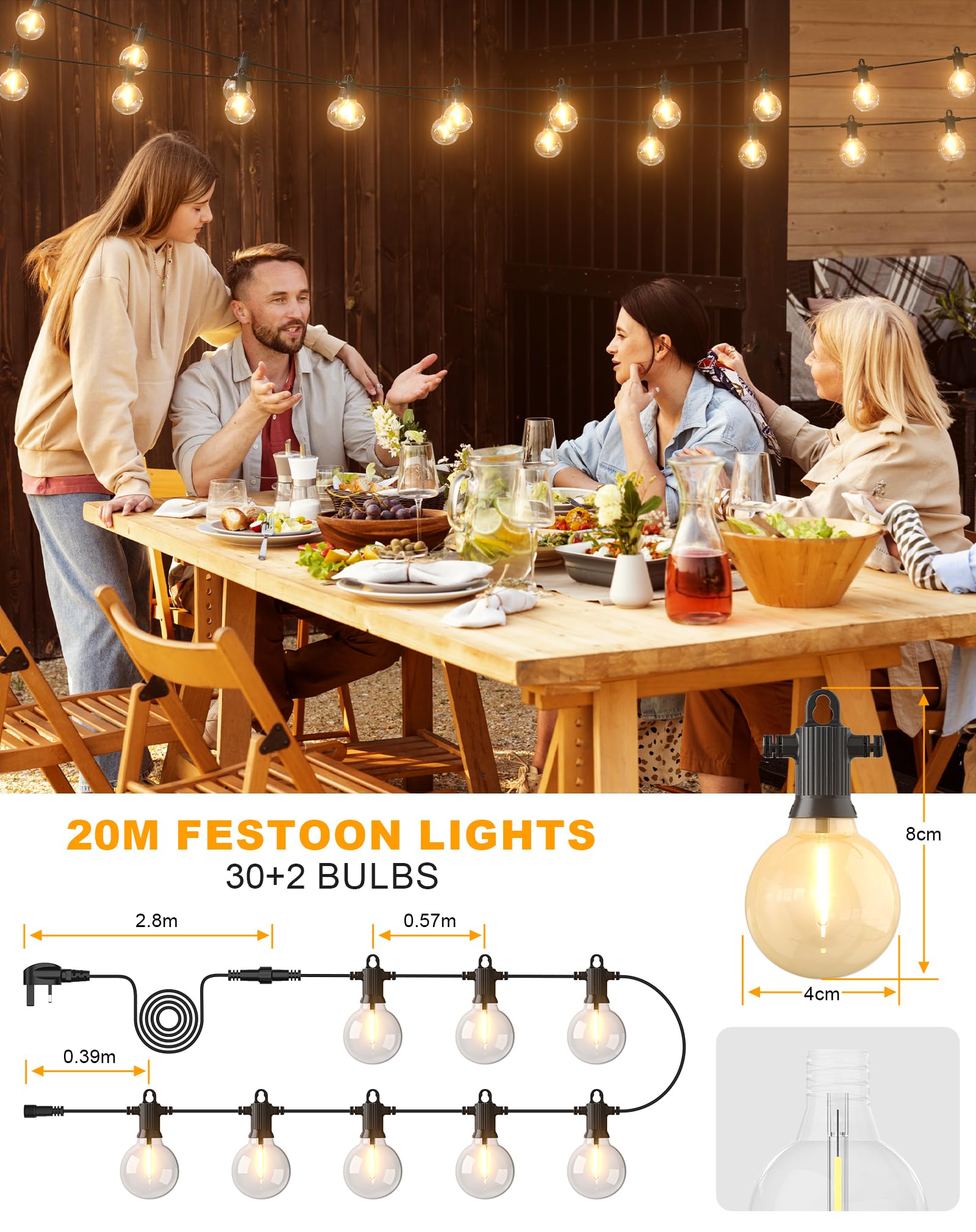 Zuske Outdoor Festoon Lights Mains Powered - Image 2