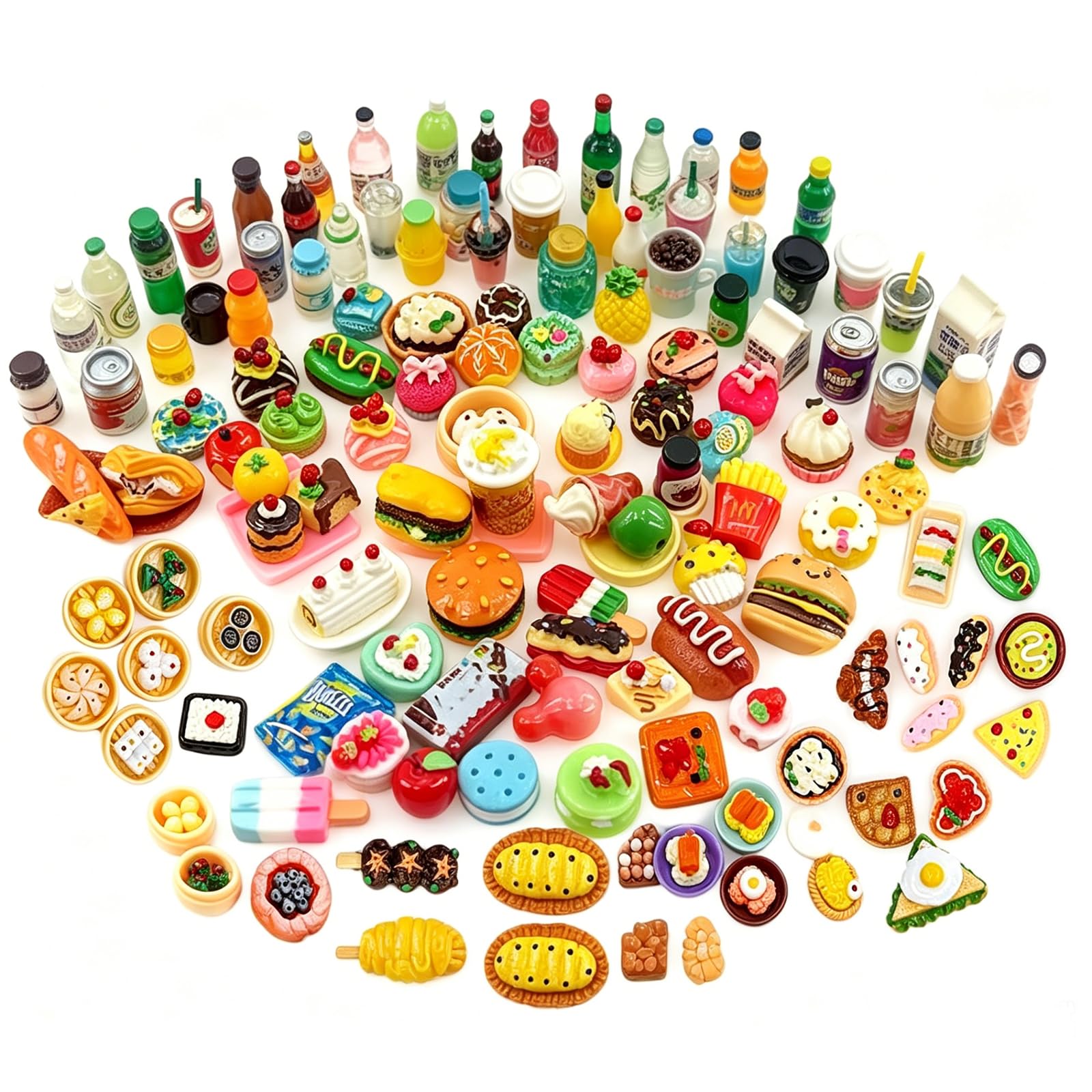 70 Pcs Mini Brands Food Set, Diverse Miniature Food Collection for Dollhouse Decor and Pretend Play, Random Assortment of barbie food Fill the Fridge Accessories,Role Play Games mini brands vinyl