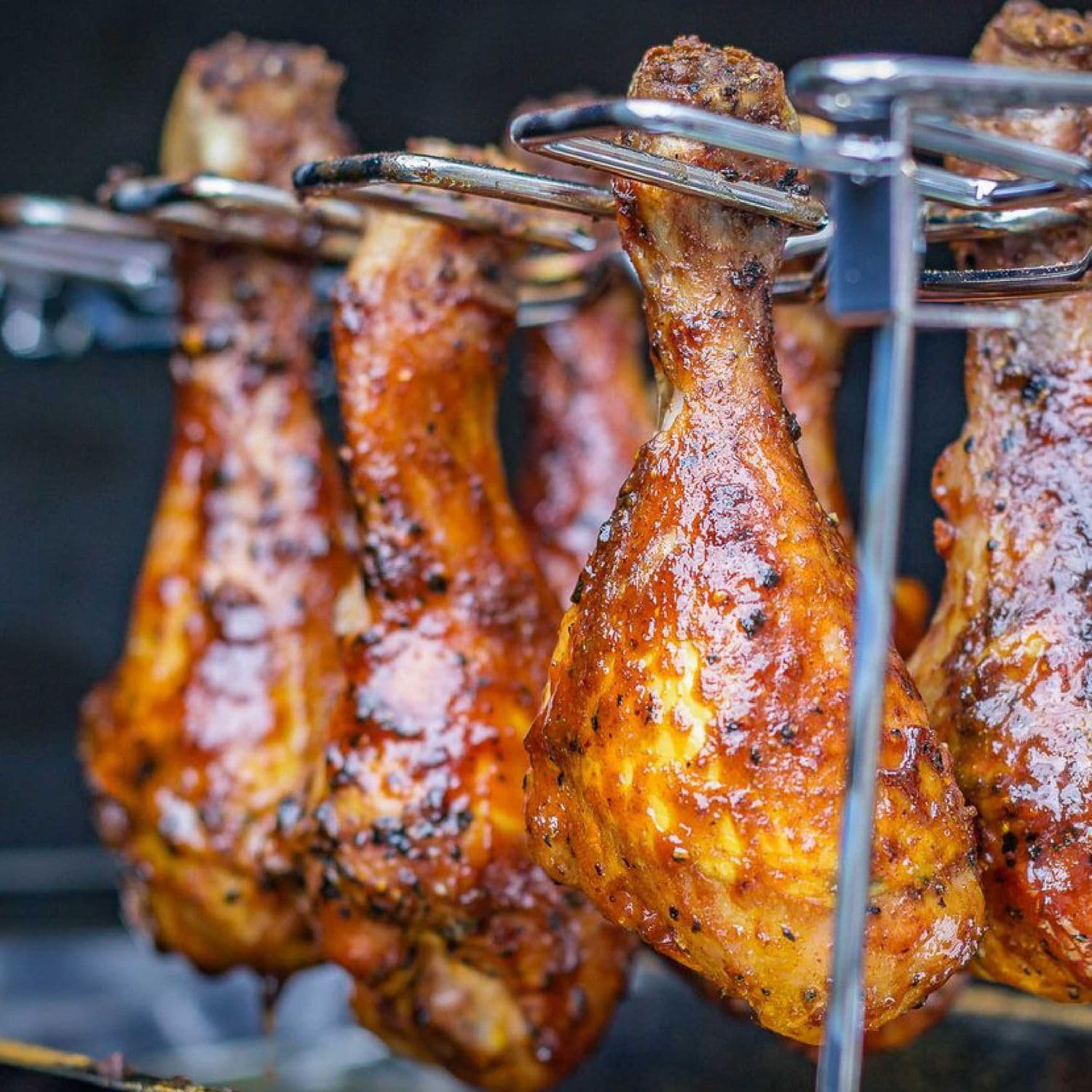 Grillfürst Hähnchenschenkel Halter für 12 Drum Sticks oder Chicken Wings mit Auffangschale aus Edelstahl
