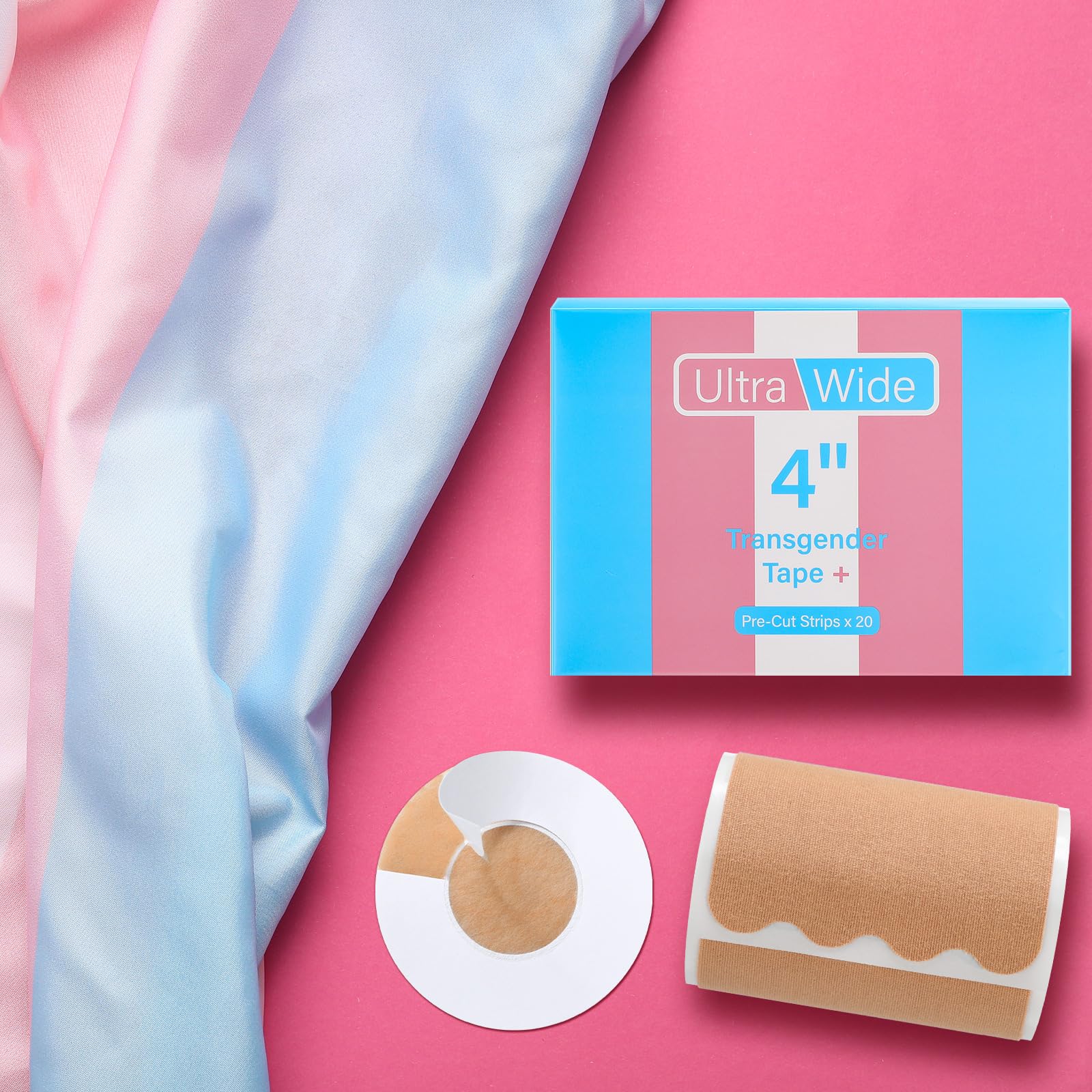 Shinymoon 40 Pcs 4 Inch Precut Trans FTM Chest Binding Tape with 40 Pcs Nipple Covers Extra Wide Chest Binding Tape for FTM Transgender