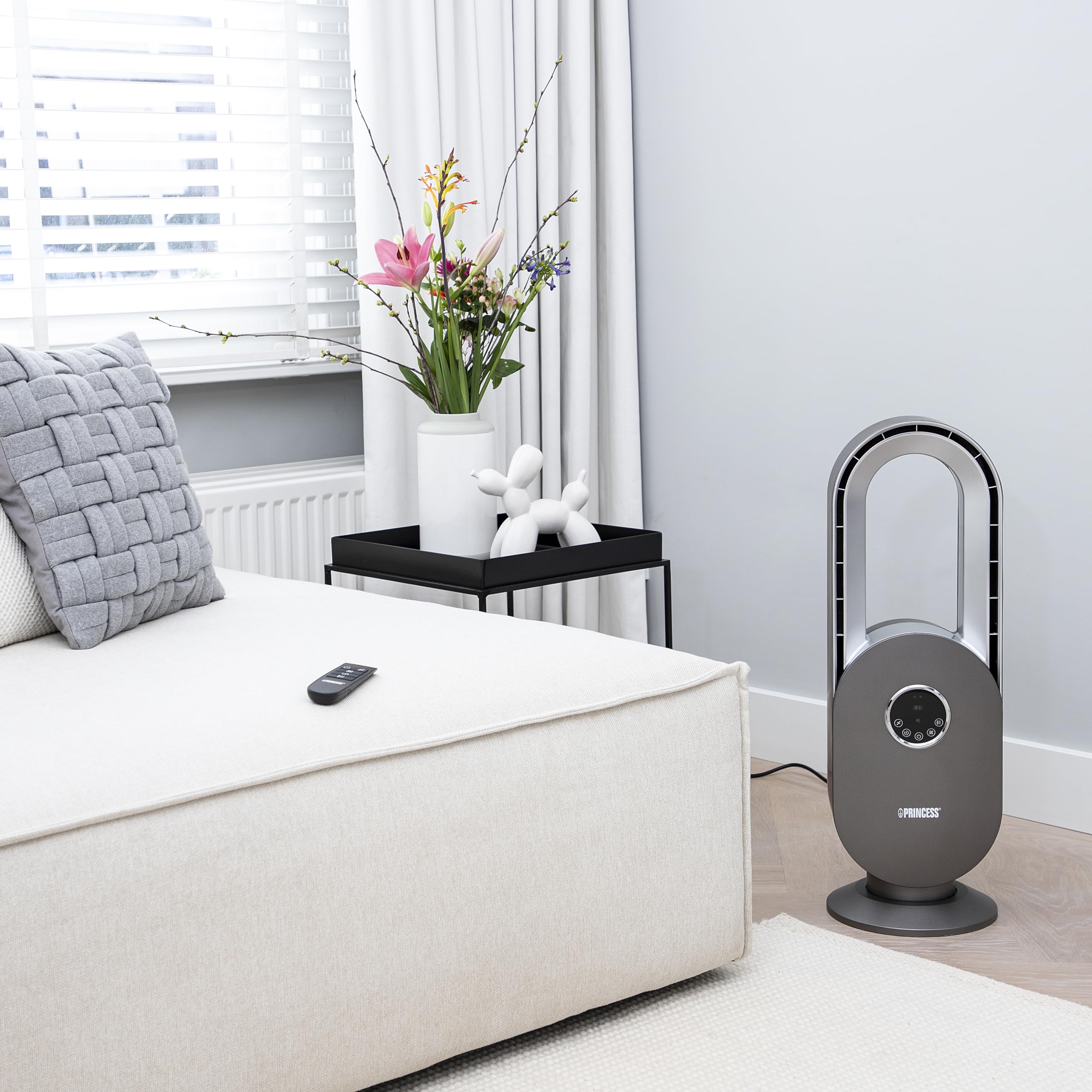 Princess Ventilatore senza pale - Sicuro, silenzioso ed efficiente - 3 velocità e 3 modalità - Timer - Telecomando incluso