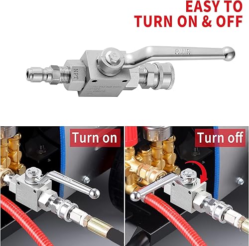 Miniatura 5 de Pressure Washer Ball Valve Kit - Stainless Steel Ball Valve, 38" Quick Connect Fittings, 4500 PSI Pressure Washer Hose Kit, Power Washer Hose