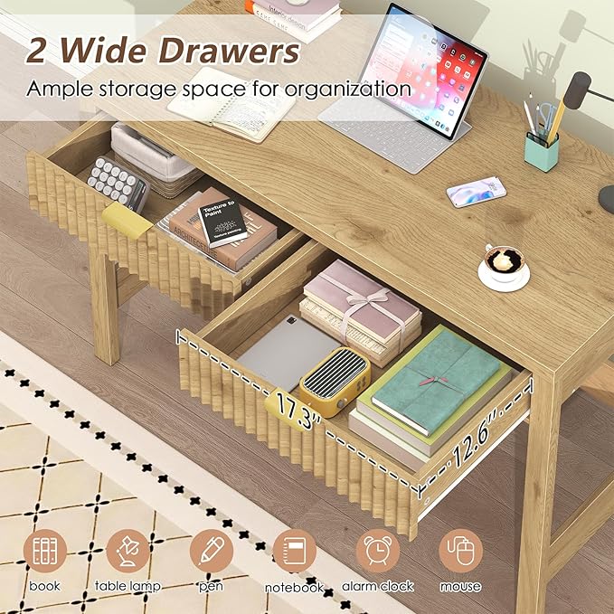 Escritorio Compacto con 2 Cajones 100x40cm Roble miniatura 5