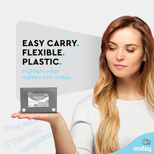 Miniatura 2 de Enday Portatarjetas de índice gris, funda organizadora de tarjetas flash de 3 x 5, caja de archivos con 5 divisores, caja de tarjetas con capacidad