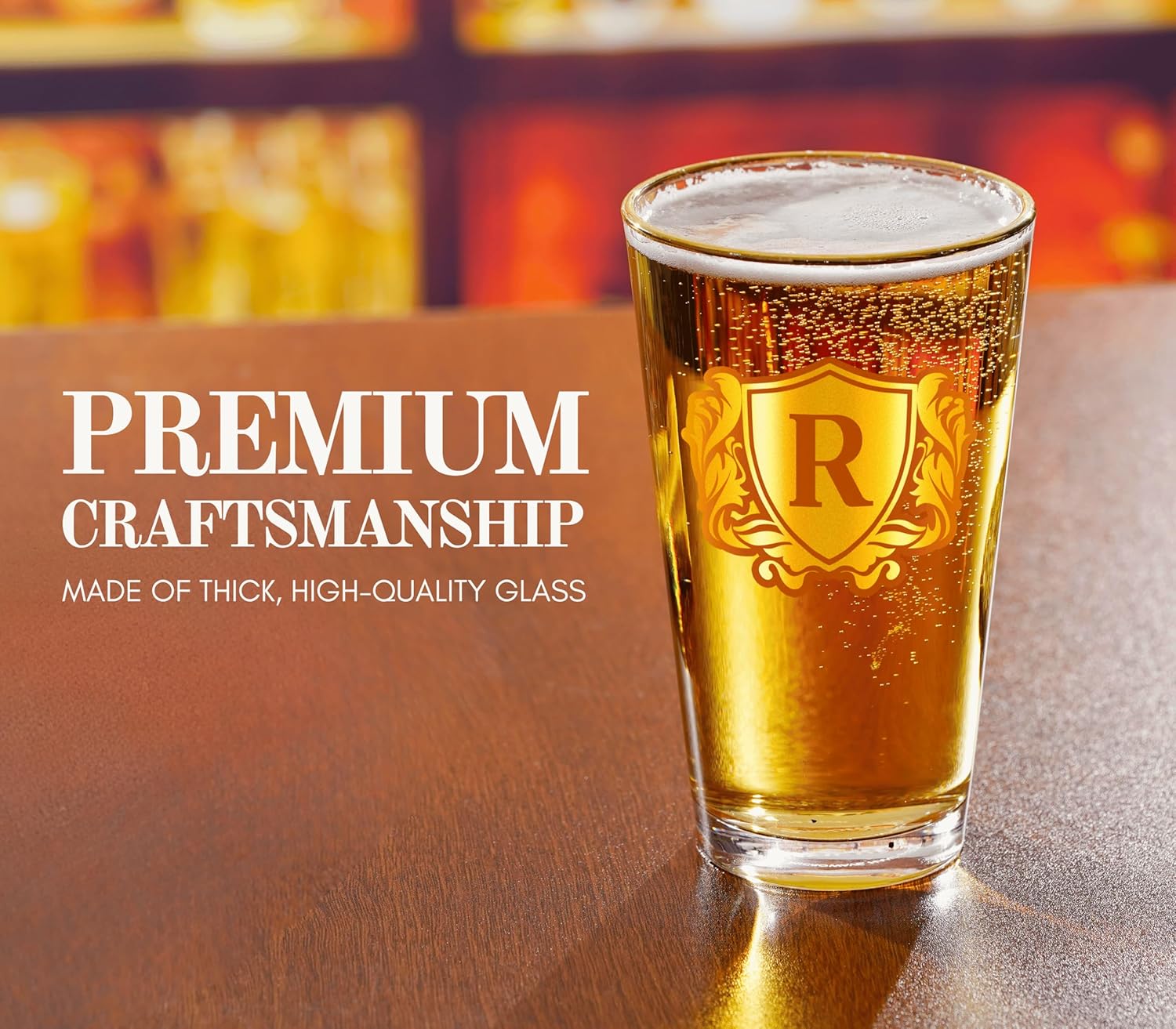 Onebttl Personalized Pint Glass for Men, Custom Alcohol Gifts for Beer Lovers, Unique Birthday, Christmas Gifts for Him, Dad, Husband, Boyfriend, J - Image 4