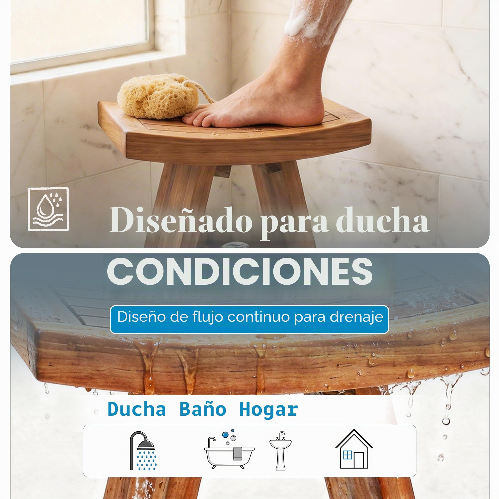 The Original Asia - Banco de Ducha de Teca de 18 Pulgadas