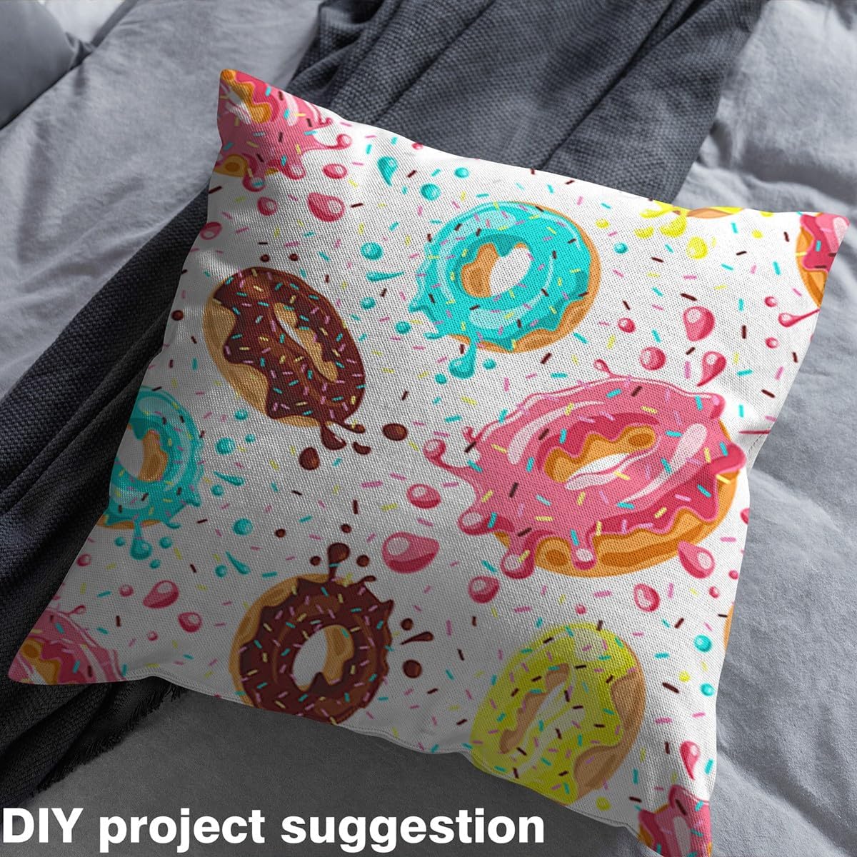 Donuts Fabric by The Yard for Women Men Kids, Chocolate Doughnut Upholstery Fabric for Chairs, Whimsical Dessert Warm Waterproof Outdoor Fabric for Chairs Boys Girls, Reupholstery Fabric Decor, 5 Yard