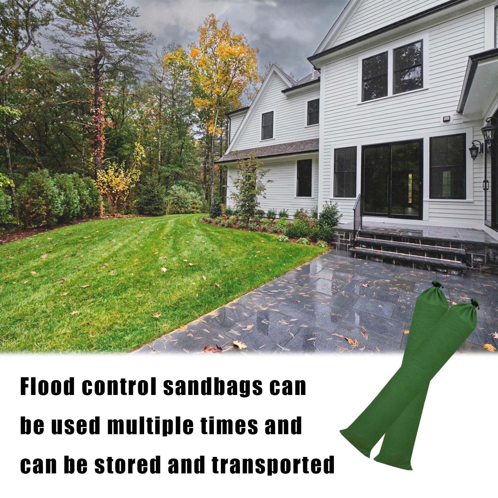 4 piezas saco de arena para control de inundaciones,Sacos de Arena de Lona Gruesa,Saco de Arena de Lona Reutilizable,Sacos de arena para inundaciones,Con cordón para garaje,puertas,ventanas,etc(verde)