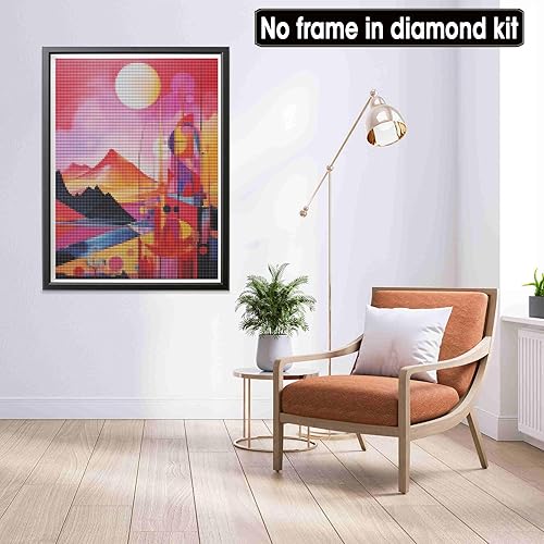 Miniatura 4 de Kits de pintura de diamantes de imitación para adultos, pintura con arte de diamantes, estilo abstracto, taladro completo redondo, diamantes de