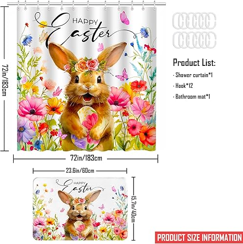 Miniatura 7 de Lutto Cortina de ducha de San Valentín para baño, juego de baño de San Valentín con cortina de ducha y alfombras, decoración de San Valentín para