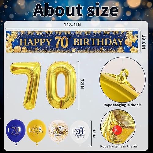 Miniatura 3 de Decoraciones de cumpleaños número 18, 27 globos de látex azules y plateados con confeti y pancarta de feliz cumpleaños 18, decoración de patio al